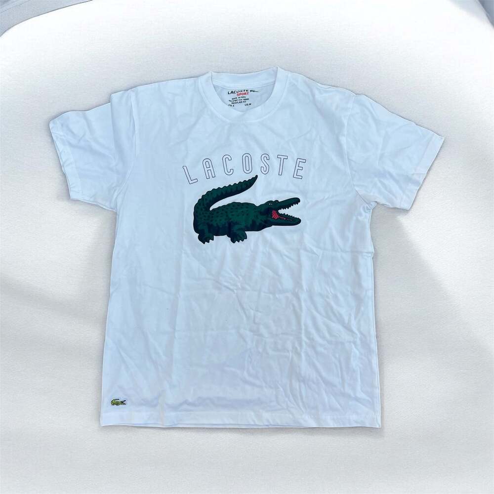 Lacoste Sport Men's Regular Fit Graphic Big Croc Logo White T-Shirt